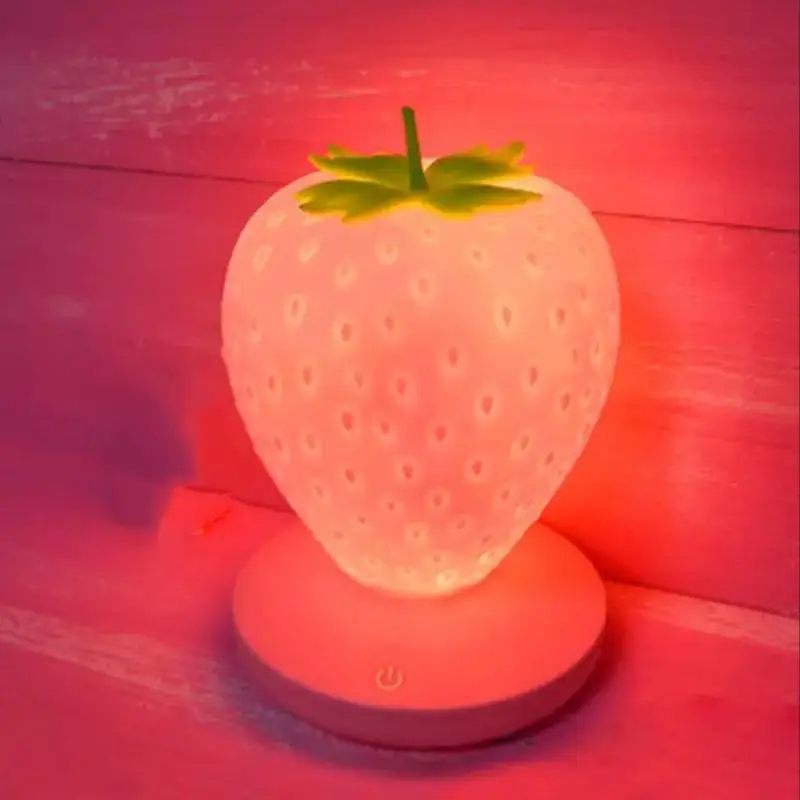 Strawberry Shaped Night Light, USB Rechargeable LED Table Lamp, Atmosphere Night Light For Bedroom Nursery Bedside Living Room Home Decor