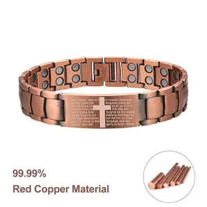 Men's Adjustable Magnetic Cross Bracelet - Perfect Valentine's Day Gift for Men with , Equipped with 3500 Gauss Magnet Red Copper and Magnetic  Copper Bracelet, Ideal Christmas and Birthday Gift
