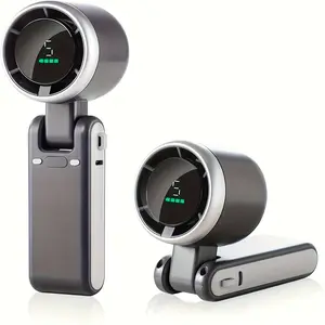 Handheld Fan Portable Foldable USB Rechargeable, Ultra Quiet 5-speed Adjustable, 1200mAh Battery (10 Hours Running Time)