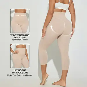 Suprenx Women’s Plus Size Seamless Compression Capri Body Shaper Pants - Basic Minimalist Fabric, Comfortable, Breathable, High-Elastic, Tummy-Smoothing, Booty-Contouring Shapewear for Curvy Figures (Day Wear, Under Gowns)