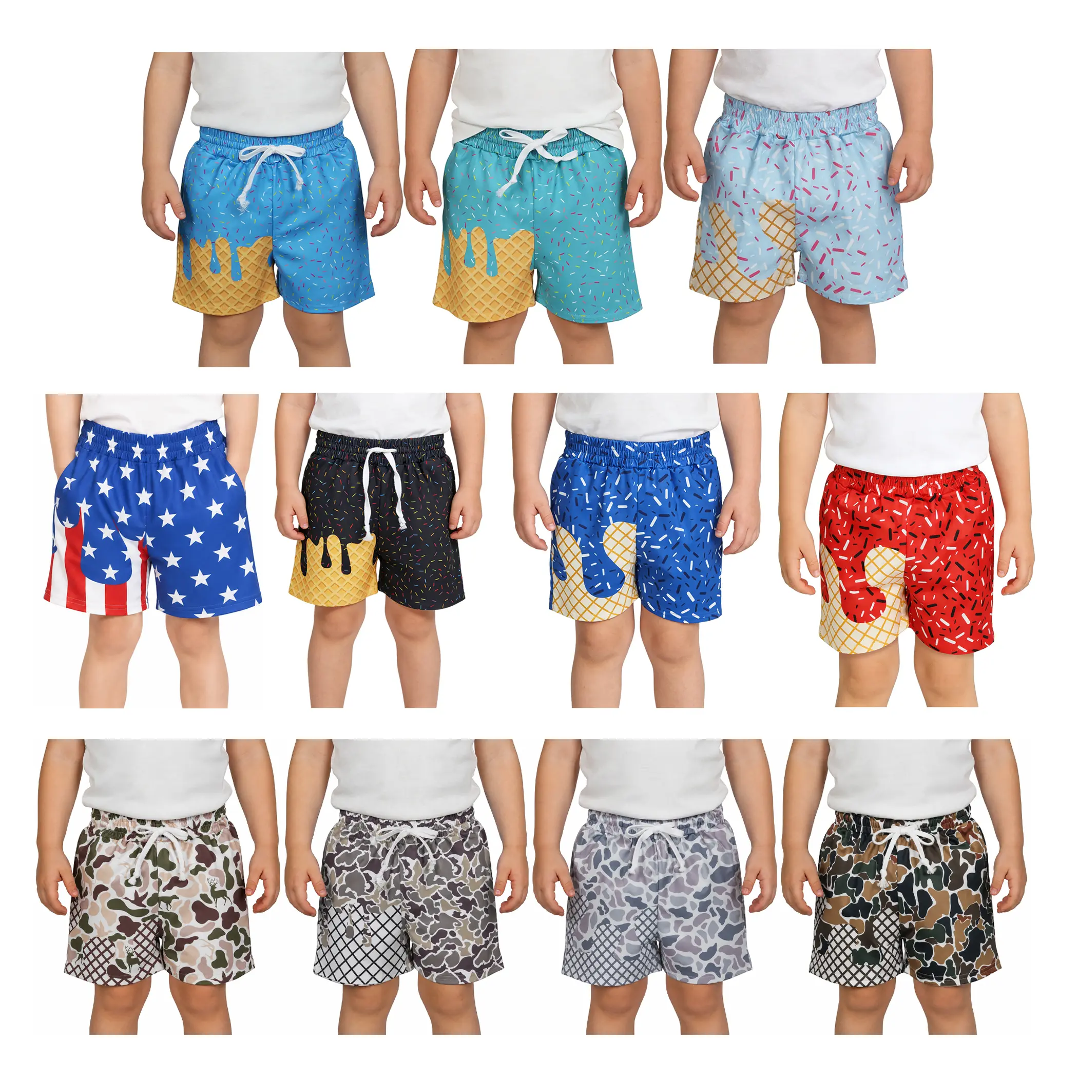 Boys' Ice Cream Drip Summer Shorts, Practical Pockets, Functional Drawstring for Adventures