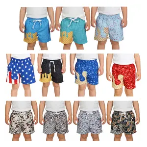 Ice cream drip kids boys summer shorts with pockets functional drawstring