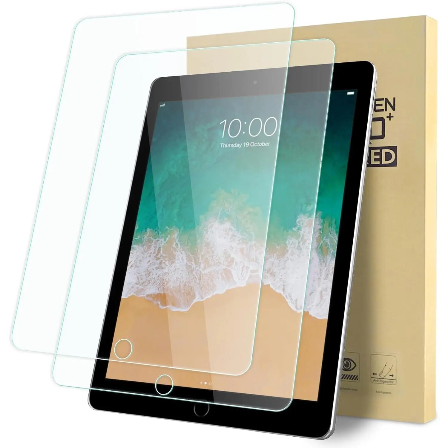 2-Pack Screen Protector Compatible with iPad 9.7" 6th/5th Generation - 2018/2017 Model/iPad Air 2/ Air 1/ iPad Pro 9.7, Tempered Glass Clear Film, Anti-Scratch, 9H Hardness, Easy Installation