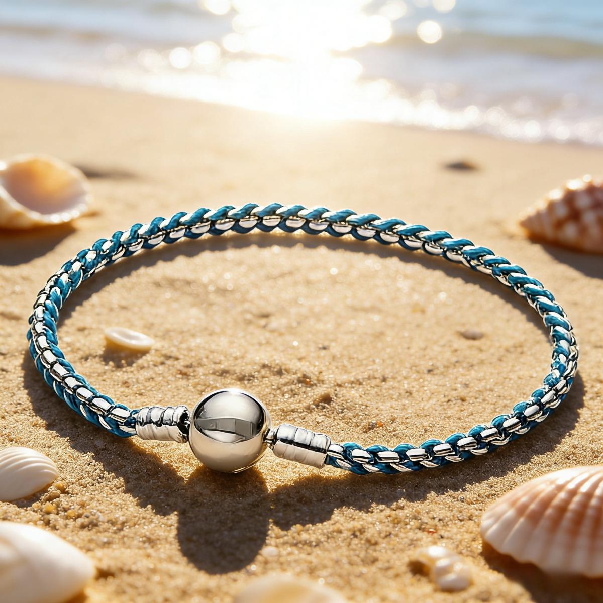 Blue/Red/Black/Pink Braided Charm Bracelet, High Polish Silver Plated Beaded Bracelet, Adjustable Casual Wristband