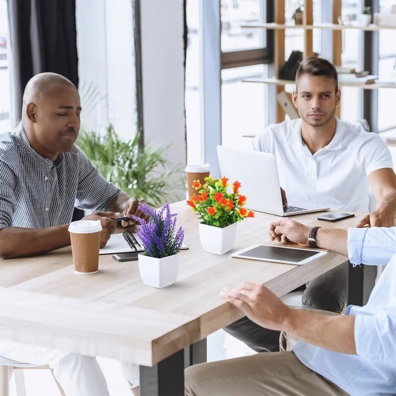 6 Pot Small Plant Flowerpot Artificial Plastic Eucalyptus Plant Indoor Greenery Plant Indoor Desk Coffee Table Bathroom Bedroom Home Decoration