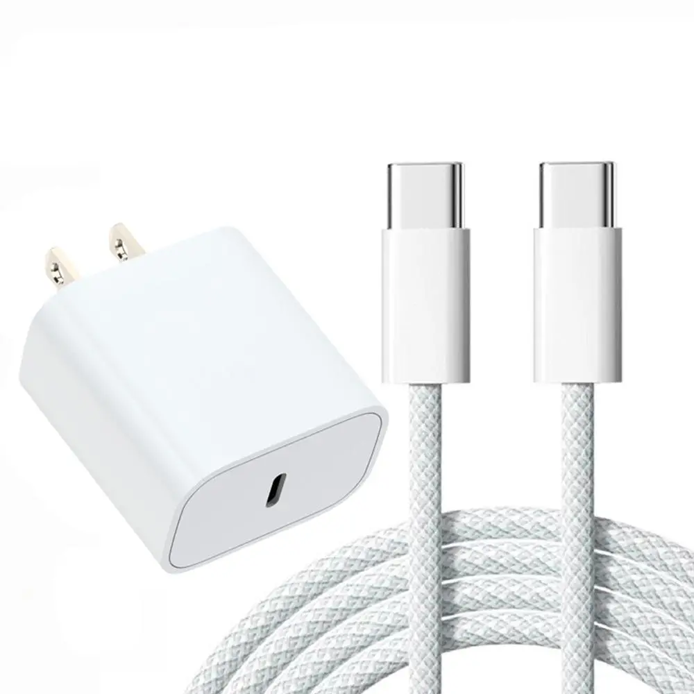 PD 20W Fast Charging Head & Dual Type C Data Cable Set, Fast Adapter Charging Head with 3.2FT High-speed USB-C Charging Cable for Most Smartphone Cell