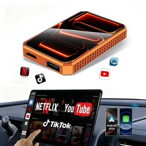 【SpringGlowUp】4-in-1 Al Box Car Video Players for Netflix/YouTube/TikTok/Google Play streaming, wireless CarPlay and Android Auto adapter, compatible with vehicles equipped with factory-installed CarPlay, plug and play, easy to install