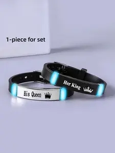 The fashionable night glow crown print bracelet is suitable for daily wear, vacation dates, and other occasions, and is also a surprising and exquisite small gift.