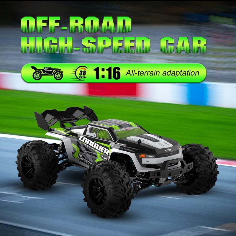 1:16 Full Scale RC Cars, 50 km/h 4WD Off-Road RC Truck with LED Front Lights and Rechargeable Batteries, High-Speed Drift Monster Truck, Perfect Birthday Gift for Kids Aged 8 and Up Remote Control Crawler Remote Control Kart