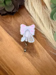 L&D Striped Stethoscope Bow | Badge Reel