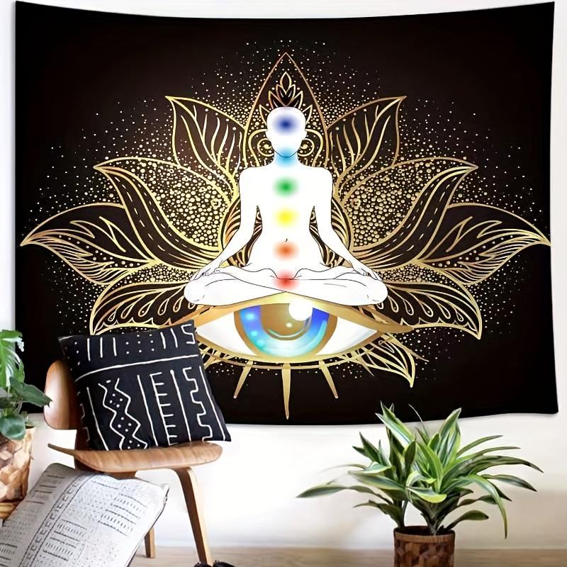 for Lotus & Meditation Portrait Tapestry - Soft Brushed Fabric Wall Hanging for Living Room, Bedroom, Dorm Decor, Zen Home Decor