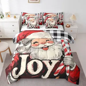 Santa Claus Comforter Set,Merry Christmas 7 Pieces Bedding Set with Comforter,Sheets,,Pillowcases & Shams,All Season Bed in a Bag