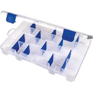 4007 Tuff Tainer Fishing Tackle Box with Zerust Anti-Rust Dividers - Includes 12 Dividers, 24 Compartments, Clear Fishing Lure Organizer - 11" x 7.25" x 1.75"