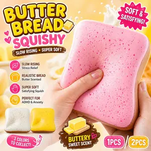 Butter Bread Squishy Toy, Slow Rising Scented Toast Squeeze Toy, Soft Sensory Fidget Toy for Stress Relief, Anxiety Relief, Adults & Teens Gift