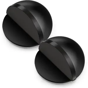 2 Pcs Self Adhesive Door Stoppers, Stainless Steel Floor Door Stop Wall Protector, Half Dome Floor Gate Stopper for Living Room, Bedroom, Bathroom, Office (Black)