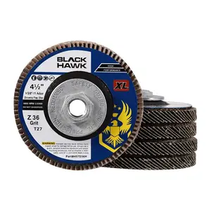 High Density Zirconia Flap Discs  Grinding Wheels XL Type 27, 4.5" x 5/8"-11, 5 Pack (40 Grit)