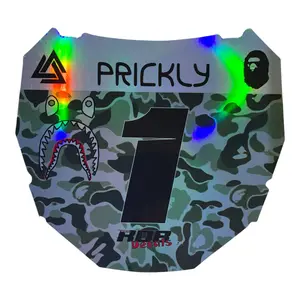 ODI Style Front Number Plate Decal — Gray Designer Camo (Holographic Chrome)