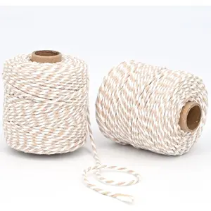 Cotton Twine String 2mm Thick 164 Feet per Roll 2 Pack for Crafts Gift Wrapping Baking Holiday Decor Beige and White