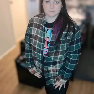 Green, Black & White Bleached Flannel - Large