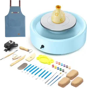 Mini Pottery Wheel Machine - 6" Upgraded Clay Wheel for Beginners & , 75W , Adjustable Speed, Low Noise Ceramic Making Kit with 18 count Sculpting Tools, Ideal for Home DIY