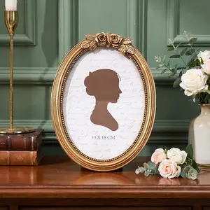 Modern Creative Resin Oval Rose Frame, Simple Home Desktop Decor, Photo Frame for Bedroom Office Study Desk, Modern Frames