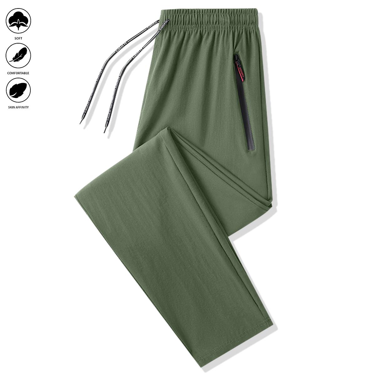 4-piece solid-color versatile men's athletic trousers with zipped pockets, elastic drawstring waist design, comfortable and skin-friendly outdoor trousers, soft fitness jogging pants, fitted sweat-absorbing lightweight breathable sports pants