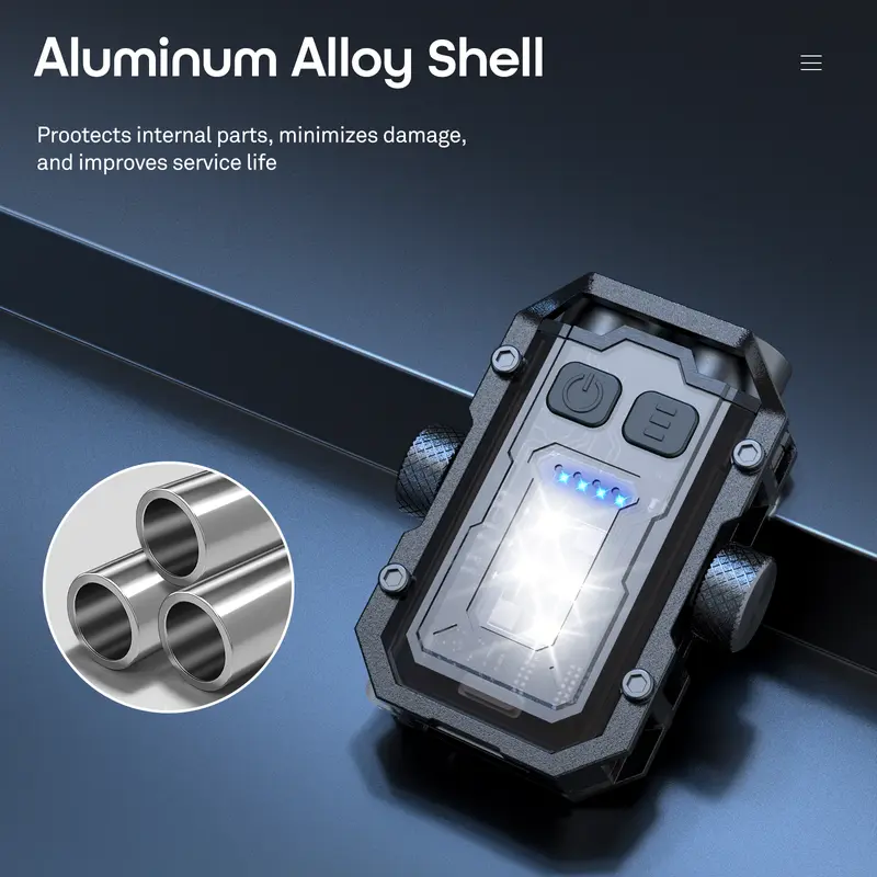 Modern Mini Rechargeable LED Flashlight, Waterproof Tactical Keychain Light with Magnet, Portable Camping Gadget for Bags