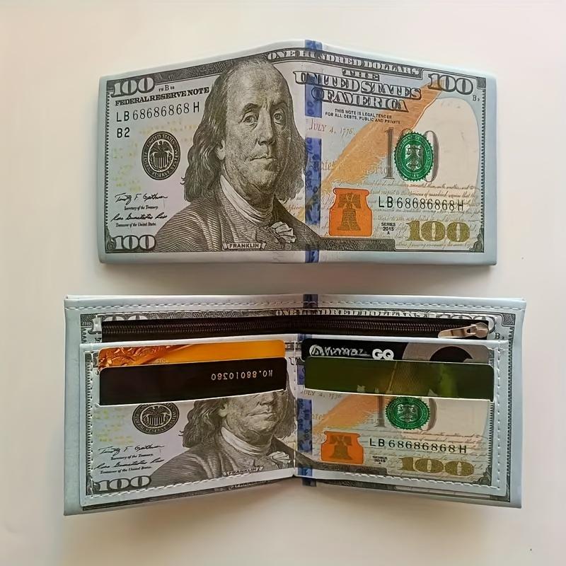 Vintage Retro Dollar Bill Wallet: PU Leather, Credit Card Holder, Zippered Coin Pouch, Foldable Design for Men