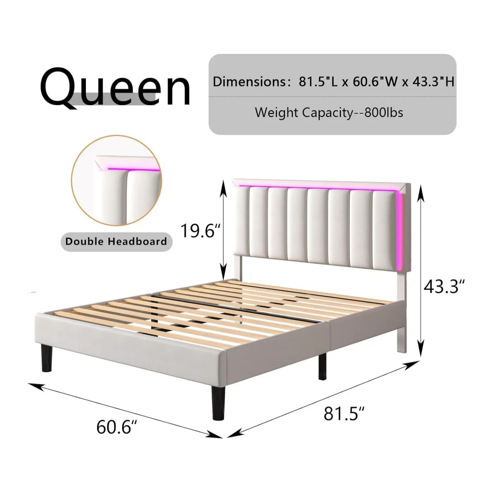 Queen White+2 Nightstands