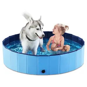 Foldable Dog Kiddie Pool Portable Hard Plastic Doggie Swimming Pool Anti-Slip Collapsible Pets Bath Tub Suitable for Kids Indoor Outdoor Backyard Use