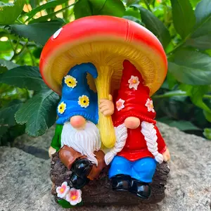 Charming Mushroom Gnome Statue - Resin, Perfect for Garden & Home Decor, Ideal for Christmas, Halloween, Thanksgiving, Valentine's Day