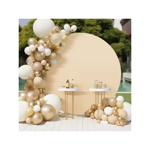 Champagne - 7.2ft (2.2m diameter) Arch Backdrop Cover, 6ft/6.5ft/7.2ft Round Arch Stand With Bottom Zipper, Wrinkle Resistant Smooth Touch Background Set For Birthday, Wedding, Reception Champagne 6ft (1.8m Diameter Circle) Banners Hand Photo