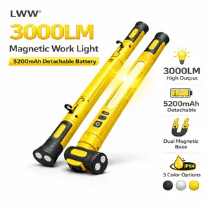 3000LM Magnetic Underhood Work Light, 5200mAh Detachable Battery, Rechargeable LED Bar with Dual Magnets & Hook, Waterproof Mechanic Light for Garage & Emergency