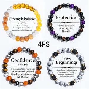 4PCS Aura Boost Bracelet Set Strength Protection Confidence New Beginnings Stress Relief Negative Block Self-Growth Daily Magic Beads