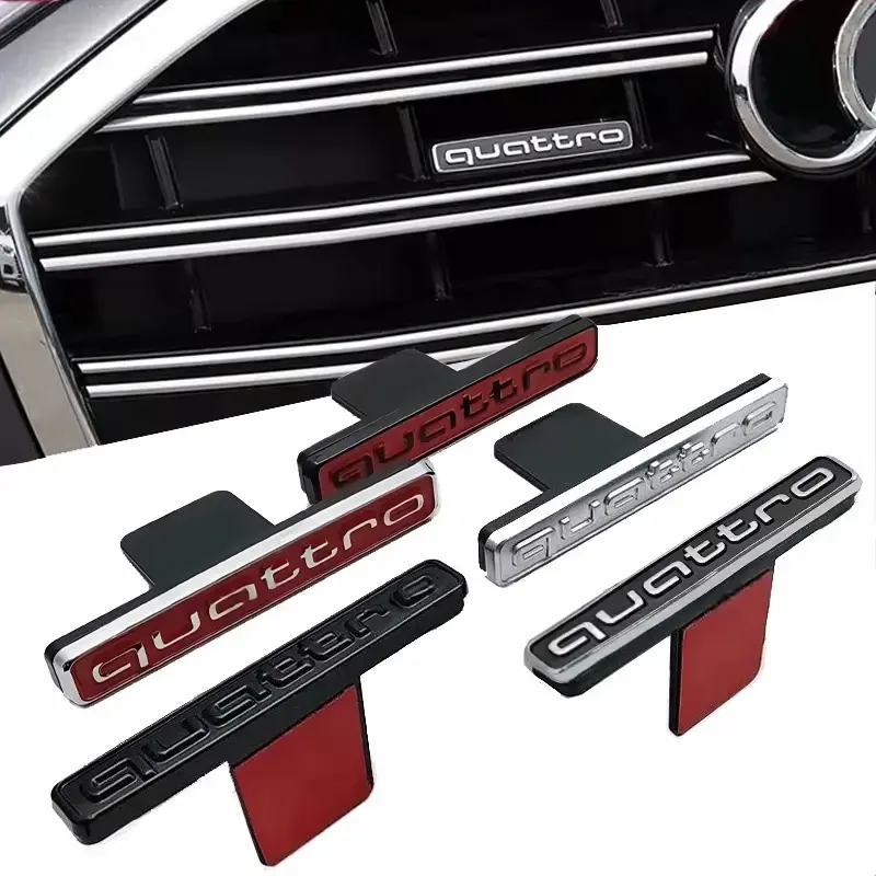 Quattro ABS Car Front Grille Sticker Emblem Badge Decal For Audi A8 Q3 Q4 Q5 A1 A3 A5 A6 A7 Q6 Q7 S3 S5 S7 A4L  Auto Accessories