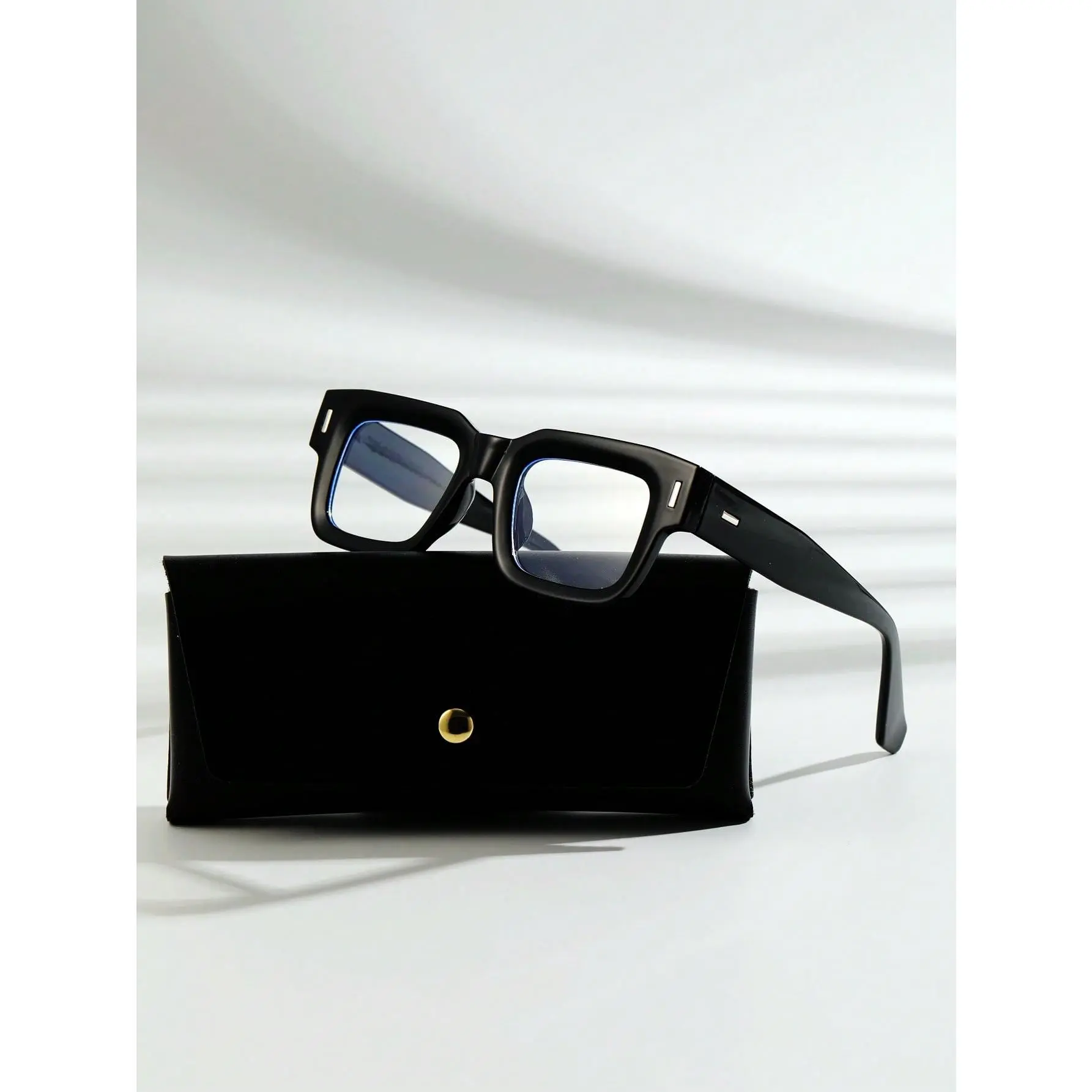 1pc Men's Thick Frame Retro Classic Japanese And Korean Style Selfie Square Optical Glasses With Acetate Frame (With Eyeglass Cord), Suitable For Blocking For Reading And Computer Games Clear Glasses Accessories