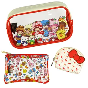 Sanrio Hello Kitty And Friends Strawberry Shortcake 3 Piece Cosmetic Bag Set 9"