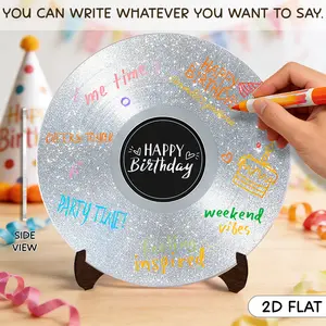 1 set of Acrylic Vinyl Record Birthday Guest Book, Includes 4 Erasable Markers, Birthday party decorations, 1975 Birthday Party Poster Sign with Stand, A Large Guestbook Alternative for Celebration Cards, Universal Holidays & Carnival Theme