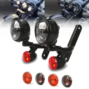 Auxiliary Spot Lighting w/ Wiring Harness Turn Signal Lights for Harley Street Electra Glide FLHX FLHXXX CVO 2006-Up - 3-Wire System, Die-Cast Aluminum Housing, Plug-and-Play Installation