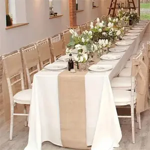 Natural jute table runners, vintage jute tablecloths, perfect for rustic-style decorations at weddings, parties, and dining tables