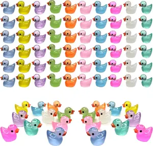 60 Pcs Mini Resin Ducks Luminous Tiny Ducks Miniature Duck Glow in The Dark for DIY Garden Dollhouse Duck Accessories Micro Landscape Aquarium Party Decor