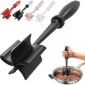 Upgrade Meat Chopper, Heat Resistant Meat Masher for Hamburger, Ground Beef Smasher, Nylon Non Stick Mix Ground Chopper, Potato Masher Tool