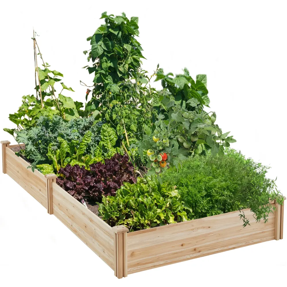 Yaheetech Wooden Raised Garden Bed Divisible Elevated Planting Planter Box for Flowers/Vegetables/Herbs in Backyard/Patio Outdoor, 95″ L × 49″ W × 11″ H