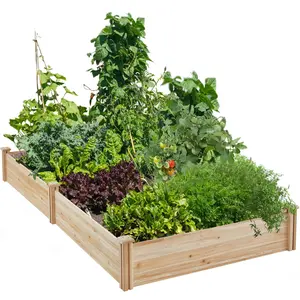 Yaheetech Wooden Raised Garden Bed Divisible Elevated Planting Planter Box for Flowers/Vegetables/Herbs in Backyard/Patio Outdoor, 95″ L × 49″ W × 11″ H