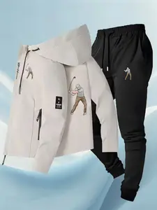 Men's Casual Outdoor Jacket Set, Comfortable Camping Hiking Fitness Daily Commute Breathable Durable Mountain Wear