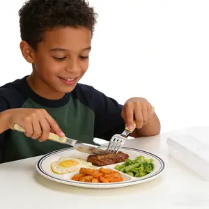 3PCS/Set Rivet Handle Cutlery Set 304 Stainless Steel Western Tableware Elegant Steak Knife Dessert Spoon Fork Butter Knife Ergonomic Design Durable Silverware for Home Restaurant Formal and Casual Dining Use -RR