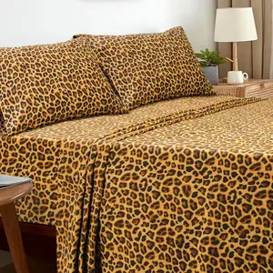 Cotton Bed Sheet Set - Leopard Brown, Queen