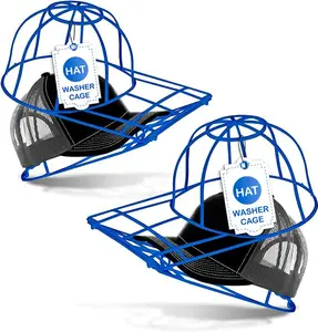 BallcapBuddy Cap Washer Hat Washer The Original Patented Baseball Cap Cleaner Frame/Cage/Protector Excellent Ball Cap Washer for Flat and Curved caps Dishwasher or Washing Machine (2-Blue) Made in USA Accessories Laundry