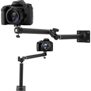 Articulating Wall Mount Camera Arm with 1/4 inch-20 Threaded Compatible with Digital//Webcam/CCTV POV Camcorder/Video Light/Small Cameras,Adjustable Aluminium Alloy Arm