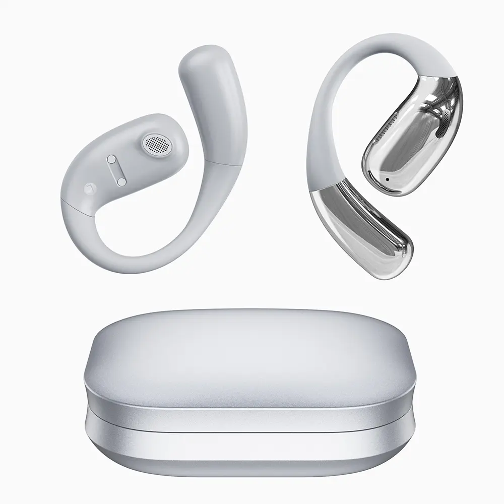 Open Ear Bluetooth 5.4 Air Conduction Earbuds with Mic, LED Display Charging Case, Fast Charging, Ultra-Light Weight, 80H Playtime for Work, Sports wireless ENC Smart Voice Assistant Headset Audio Headphone